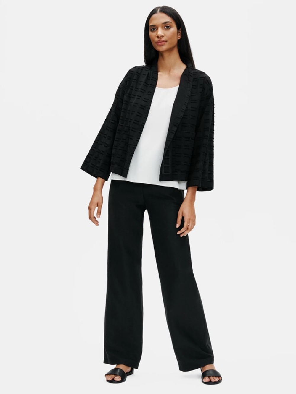Eileen Fisher Organic Cotton Shadow Square Jacket Size XL